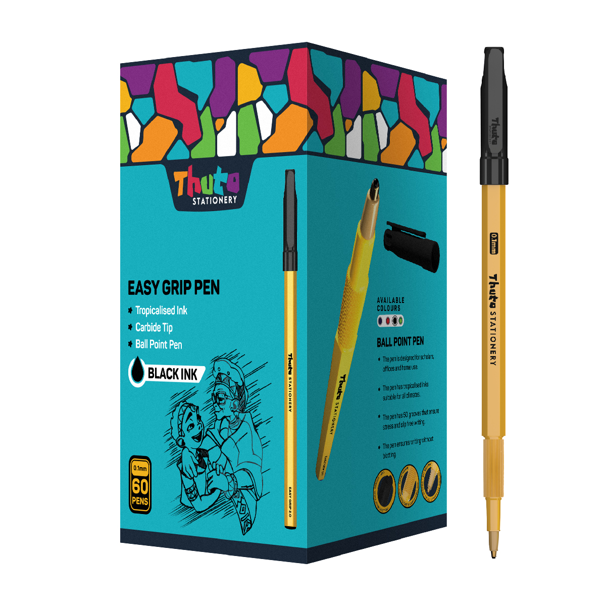 Thuto Easy Grip BallPoint Pens (Box of 60) - Black Thuto Easy Grip BallPoint Pens - Box of 60 - Black