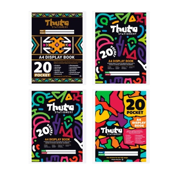 Thuto A4 Display File 20 Pocket - Bundle of 4 - Mixed Edition